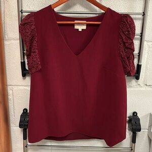 ❤️ Sezane bordo V neck blouse